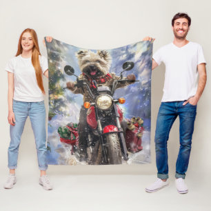 Couverture Polaire Cairn Terrier Chien équitation Moto Noël
