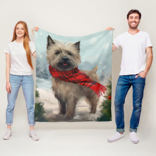Couverture Polaire Cairn Terrier Dog dans Noël de neige