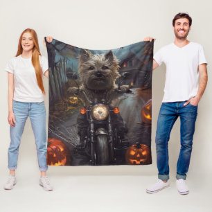 Couverture Polaire Cairn Terrier équitation moto Halloween effrayant