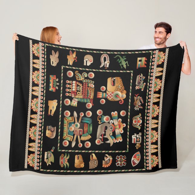 Couverture Polaire Calendrier aztèque (En situation)