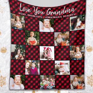 Couverture Polaire Calendrier de Noël Red Buffalo Plaid personnalisé