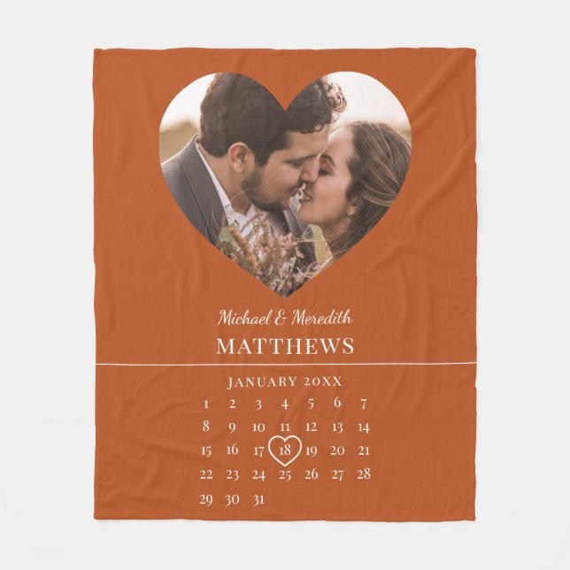 Couverture Polaire Calendrier moderne d'anniversaire de mariage à l'a (Devant)