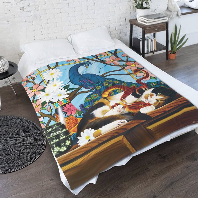 Couverture Polaire Calico Cat Dragon Rouge (Créateur téléchargé)