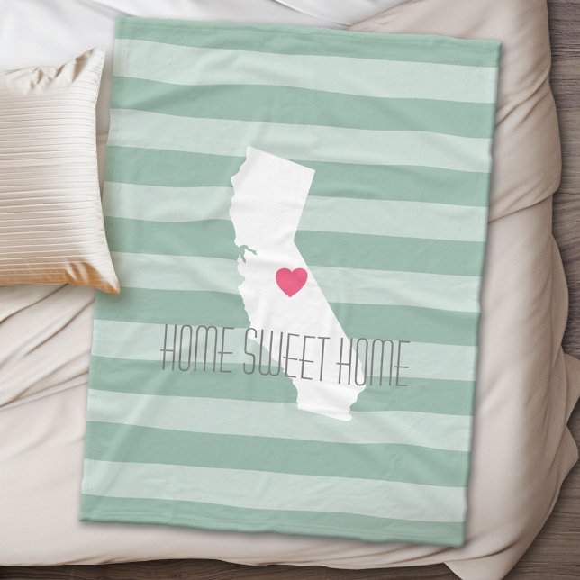 Couverture Polaire California Home State Love with Custom Heart (California Personalized Fleece Blanket)