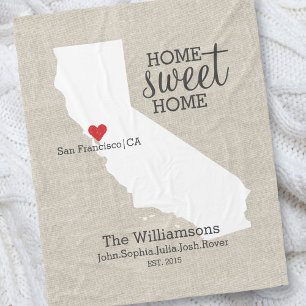 Couverture Polaire California State Love Home Sweet Home Carte person
