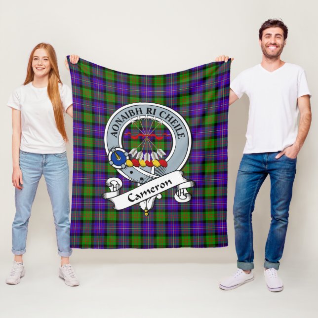 Couverture Polaire Cameron Clan Badge Tartan Plaid (En situation)