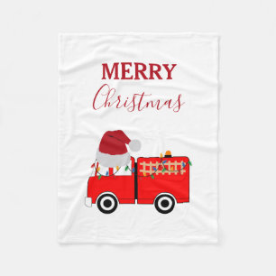 Couverture Polaire Camion de feu rouge de Noël