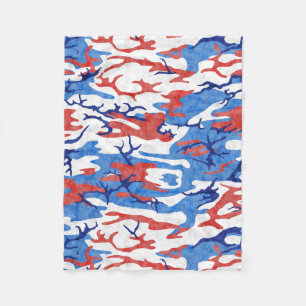 Couverture Polaire Camo blanc et bleu rouge affligé