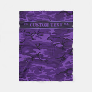 Couverture Polaire Camo violet foncé avec texte personnalisé