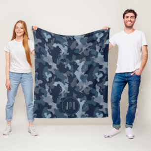 Couverture Polaire Camouflage bleu marine 3 Monogrammes Motif militai