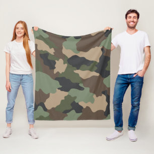 Couverture Polaire Camouflage Camo Kaki Vert Tan Noir Brown