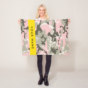 Couverture Polaire Camouflage Rose et Vert Personnalisez votre nom
