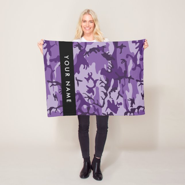 Couverture Polaire Camouflage violet Votre nom Personnalisez (En situation)