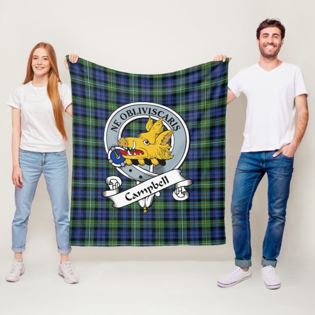 Couverture Polaire Campbell Argyll Ancien Clan Badge Tartan Plaid (En situation)