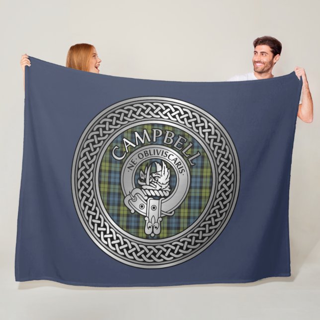 Couverture Polaire Campbell Crest & Tartan Knot Blanche polaire (En situation)