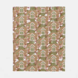 Couverture Polaire Campeur Maison en Pain d'Épice Rose