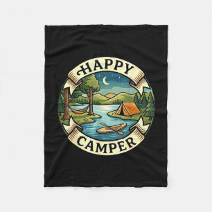 Couverture Polaire Campingueur heureux cherche aventure camping feu d