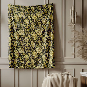 Couverture Polaire Canapé-lit cosy Noir et Or Damas de luxe