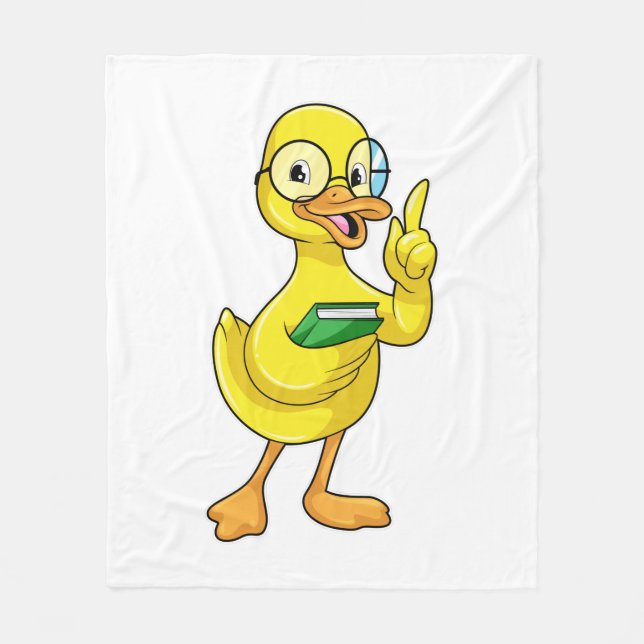 Couverture Polaire Canard comme enseignant avec livre et lunettes (Devant)