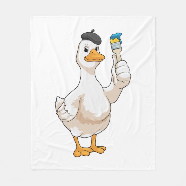 Couverture Polaire Canard comme peintre avec pinceau (Devant)