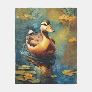 Couverture Polaire Canard Tranquille Sur Un Étang Peinture Artistique