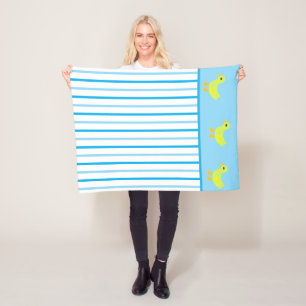 Couverture Polaire Canards jaunes mignons Bleu clair Bleu Blancs