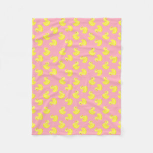 Couverture Polaire Canards jaunes sur rose