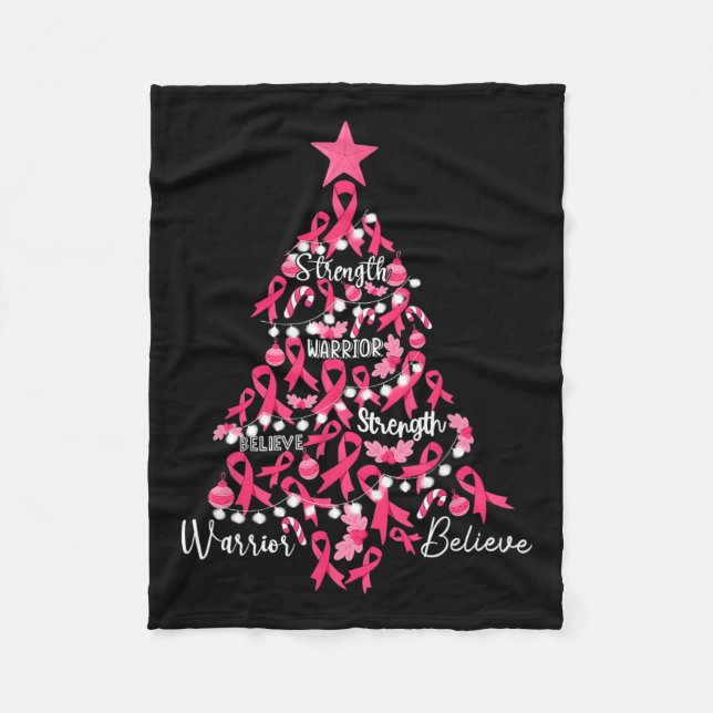 Couverture Polaire Cancer Arbre de Noël Pink Ribbon Sensibilisation à (Devant)