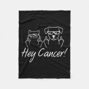 Couverture Polaire Cancer FU Cancer Drôle Chat Chien Guerriers Surviv