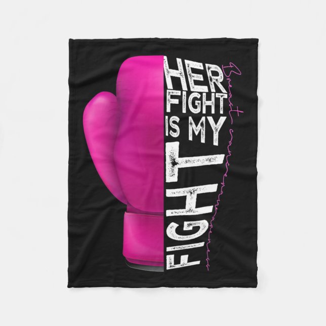Couverture Polaire Cancer Son Combat Est Mon Combat Pink Boxe Glove (Devant)