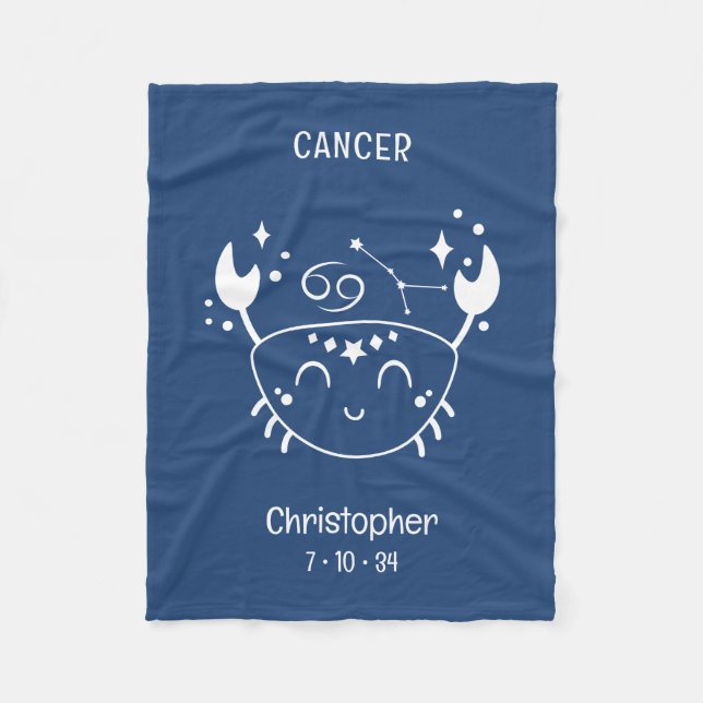 Couverture Polaire Cancer Zodiac Star Nom Date de naissance Bébé bleu (Devant)