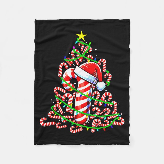 Couverture Polaire Candy Cane Christmas Tree Lights Santa  (Devant)