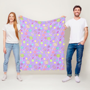 Couverture Polaire Candy de Motif à sucrerie rose violet Blanche-Toi