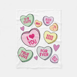 Couverture Polaire Candy Hearts Valentines Day Coeurs de conversation