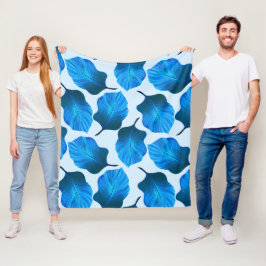 Couverture Polaire Canna Tropicanna Feuilles tropicaux en bleu