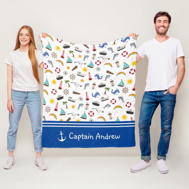 Couverture Polaire Capitaine du jeune garçon marin nautique (En situation)