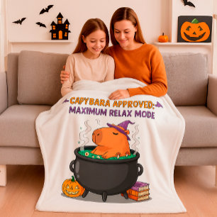 Couverture Polaire Cappybara Halloween sorcier Assistant Cauldron Cos