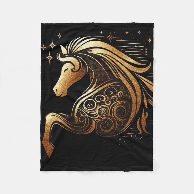 Couverture Polaire Capricorne Zodiaque Cheval Or Astrologie (Devant)