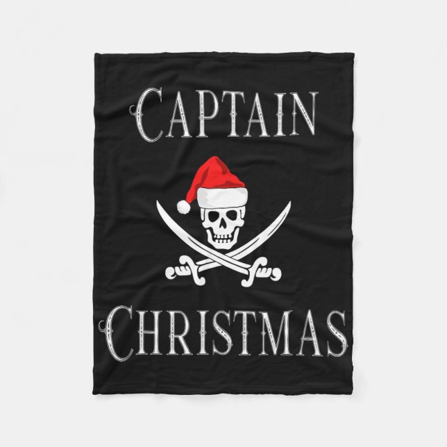 Couverture Polaire Captain Christmas Holiday Pirate Skull Santa Hat B (Devant)