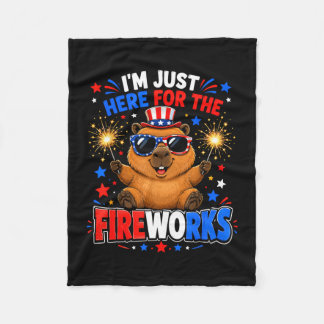 Couverture Polaire Capybara 4 juillet je suis ici pour les feux d'art