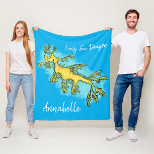 Couverture Polaire Caricature amusante de dragon de mer feuillu