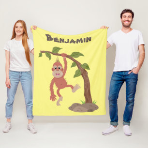 Couverture Polaire Caricature de bébé orangoutan joyeux