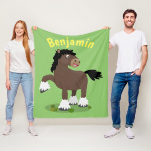 Couverture Polaire Caricature de cheval de trait de Cute Clydesdale
