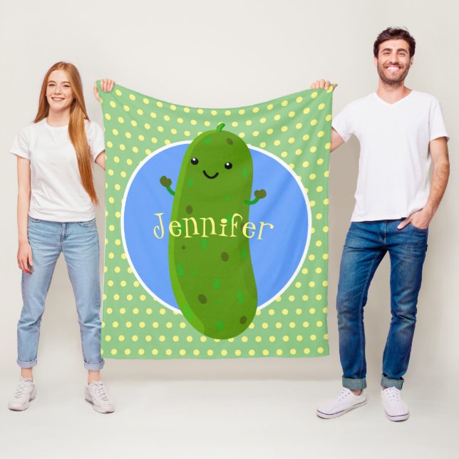 Couverture Polaire Caricature de concombre vert mou (En situation)
