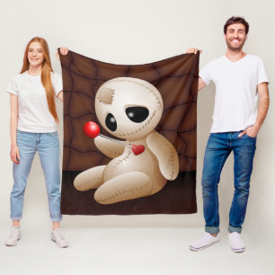 Couverture Polaire Caricature de poupée vaudou en amour