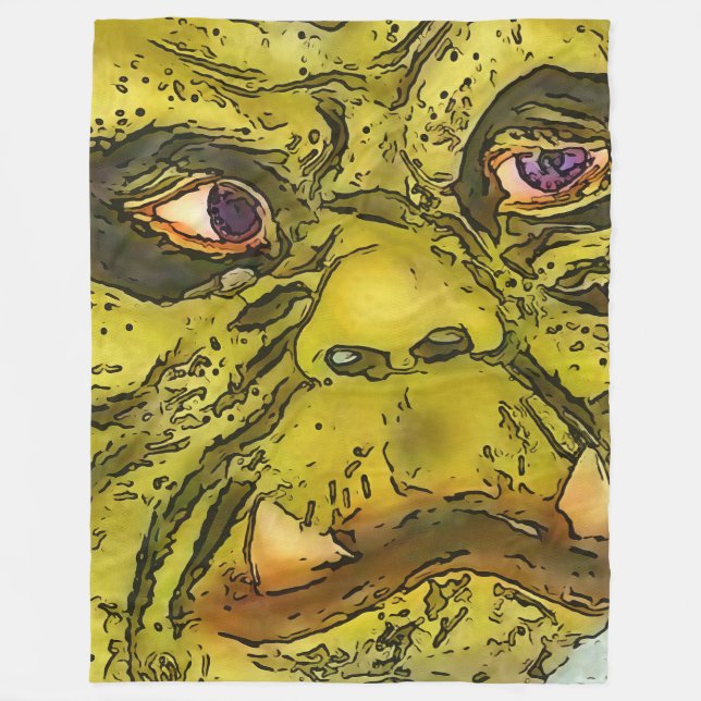 Couverture Polaire Caricature déplaisante Monster Black Outline (Devant)