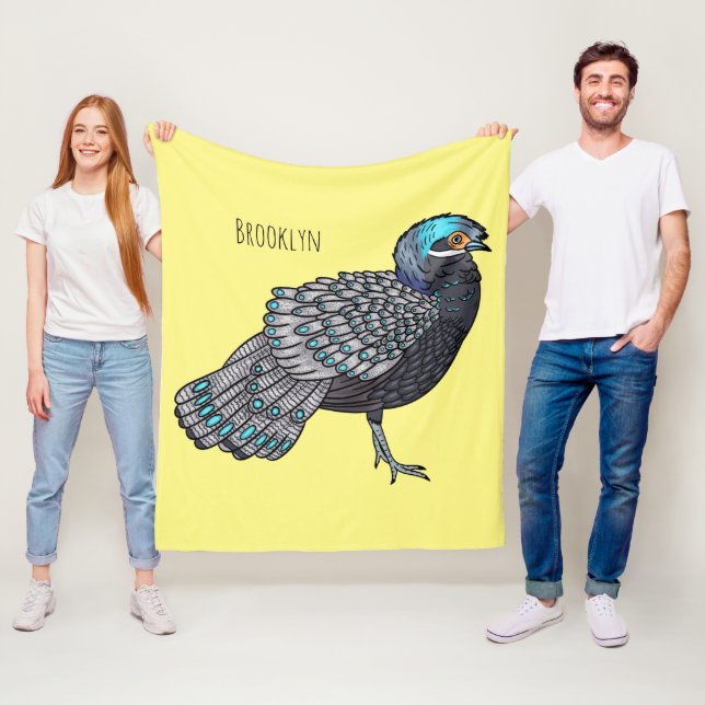 Couverture Polaire Caricature d'oiseau de faisan paon de Bornéo (En situation)