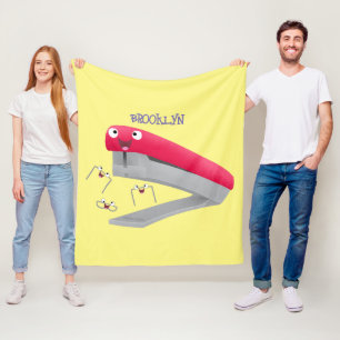 Couverture Polaire Caricature en agrafeuse rouge pâle