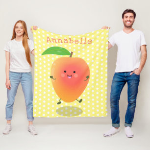 Couverture Polaire Caricature jaune mangue mignonne