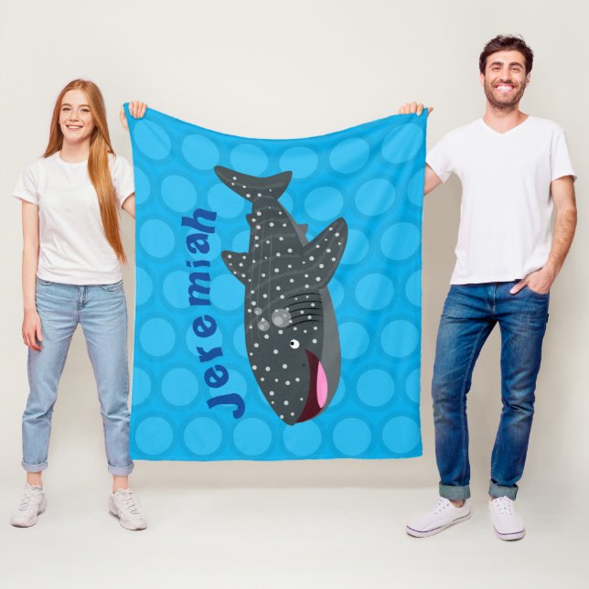 Couverture Polaire Caricature joli requin baleine joyeux (En situation)